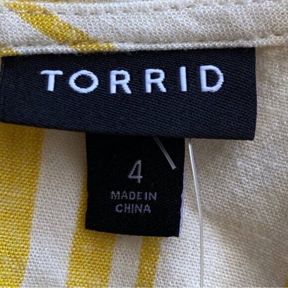 Torrid 2022 Cross Back Top Woman 4 Linen Blend Stripped Coastal Preppy Boxy NEW - Picture 8 of 16